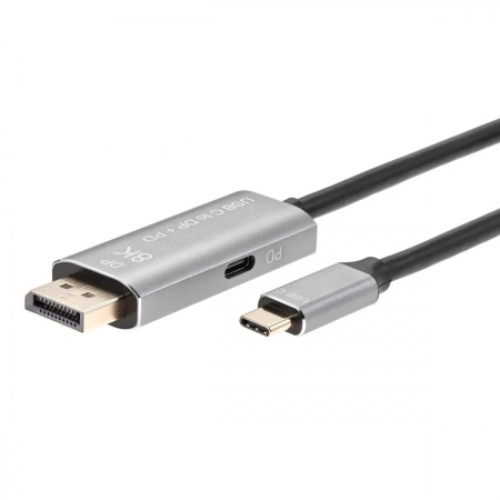 VCOM CU480MCPD-1.8M Кабель-адаптер USB Type-Cm --> DP1.4v (m) 8K@60Hz, PD 100W,1.8m , Alum Shell,VCOM <CU480MCPD-1.8M>