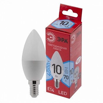 Эра Б0049642 Лампочка светодиодная RED LINE LED B35-10W-840-E14 R Е14 / E14 10 Вт свеча нейтральный белый свет