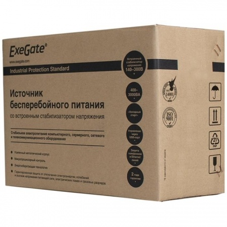 Exegate EP285478RUS ИБП ExeGate Power Smart ULB-850.LCD.AVR.EURO.RJ.USB <850VA/480W, LCD, AVR, 2 евророзетки, RJ45/11, USB, Black>