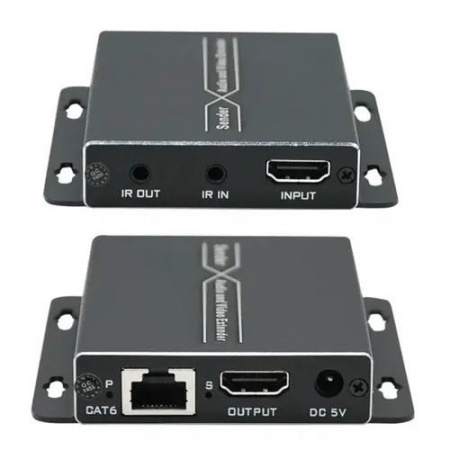 ORIENT VE045IR-2.0, HDMI 4K extender (Tx+Rx), активный удлинитель до 60 м по витой паре Cat6, HDMI 2.0, 4K@60Hz, HDCP2.2, дополнительный выход HDMI, передача ИК (33167)