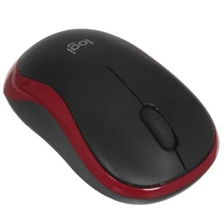 Мышь Wireless Logitech M185 черная/красная, оптическая, 1000dpi, 2.4 GHz/USB-ресивер