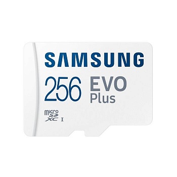 Micro SecureDigital 256GB Samsung EVO Plus Class 10, A2, V30, UHS-I (U3), W 90 МБ/с, R 130 МБ/с, <MB-MC256KA/KR> адаптер на SD