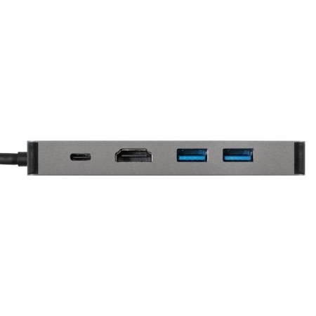 Exegate EX293982RUS Док-станция ExeGate DUB-21C/PD/HL (кабель-адаптер USB Type-C --> 2xUSB3.0 + PD 100W + HDMI 4K@60Hz + Lan RJ45 10/100/1000Mb, Plug&Play, серая)