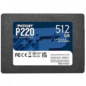 Накопитель SSD Patriot SATA III 512Gb P220S512G25 P220 2.5"