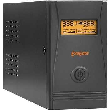 Exegate EP285478RUS ИБП ExeGate Power Smart ULB-850.LCD.AVR.EURO.RJ.USB <850VA/480W, LCD, AVR, 2 евророзетки, RJ45/11, USB, Black>