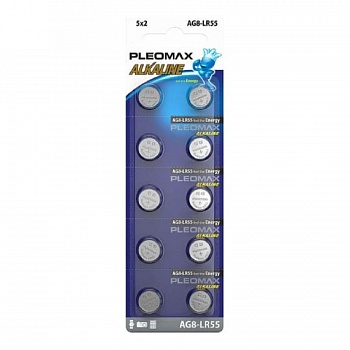 Pleomax AG8 (391) LR1120, LR55 Button Cell (100/1000/98000) (10 шт. в уп-ке)