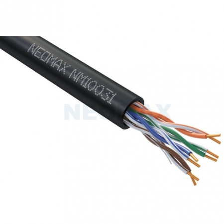 Кабель NEOMAX [NM10031] U/UTP cat.5е 4 пары (305 м) 0.51 мм (24 AWG) Медь, внешний PE, черный