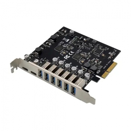 ORIENT AM-U3142PE-6A2C, Контроллер PCI-Ex4 v3.0, USB 3.2 Gen2, скорость до 10 Гбит/с, 8-port ext (6xType-A + 2xType-C), ASM3142+VL820-Q8 chipset, Self powered (33230)