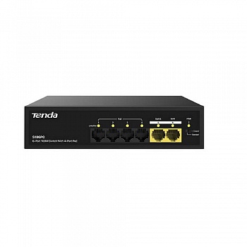TENDA S106PC Коммутатор настольный 6-Ports 10/100Base-TX (4-Ports PoE(PoE бюджет 35W))