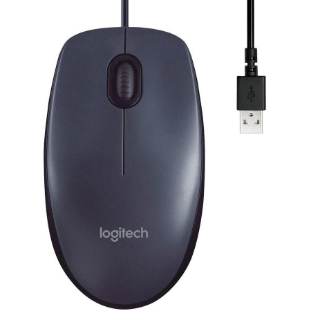 Мышь Logitech M100, оптическая, проводная, USB, черный [910-006652]