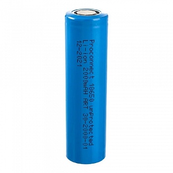 PROconnect (30-2000-01) Аккумулятор Li-ion 18650, 3,7В, 2000мАч, без платы защиты, плоский контакт, 1 шт, пакет
