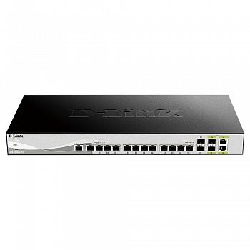 D-Link DXS-1210-16TC/A3A PROJ Настраиваемый коммутатор SmartPro уровня 2+ с 12 портами 10GBase-T, 2 портами 10GBase-X SFP+ и 2 комбо?портами 10GBase-T/SFP+