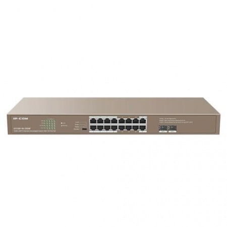 IP-COM G1118P-16-250W Коммутатор PoE неуправляемый 16-Ports 10/100/1000 Base-T + 2-Port 1000 Base-X SFP  / 16-Ports PoE (PoE бюджет 230W)
