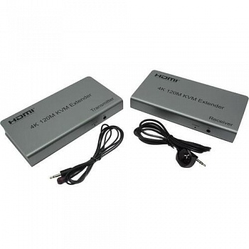 ORIENT VE051, HDMI KVM extender, HDMI+USB+Audio удлинитель до 120 м по витой паре Cat5e/6, HDMI 1.4, 4K@30Hz/1080p@60Hz, HDCP, передача ИК сигнала управления, пит. от вн.БП 5В/1А, метал.корп.(31068)