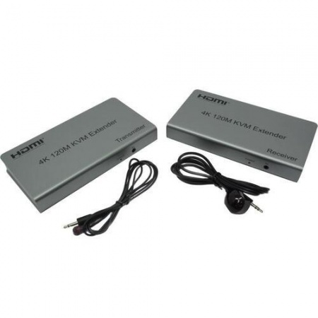 ORIENT VE051, HDMI KVM extender, HDMI+USB+Audio удлинитель до 120 м по витой паре Cat5e/6, HDMI 1.4, 4K@30Hz/1080p@60Hz, HDCP, передача ИК сигнала управления, пит. от вн.БП 5В/1А, метал.корп.(31068)
