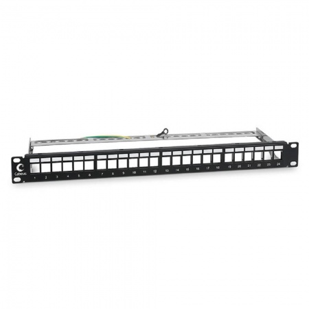 Cabeus PLB-24-SH Модульная патч-панель 19", 24 порта, 1U, для экранированных модулей, с задним кабельным организатором (без модулей)