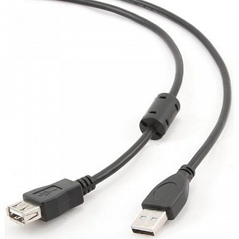 Filum Кабель удлинитель USB 2.0 Pro, 1.8 м., ферритовое кольцо,  черный, разъемы: USB A male-USB A female, пакет.[FL-CPro-U2-AM-AF-F1-1.8M] (894173)