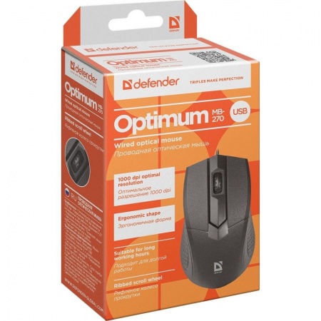 Defender Optimum MB-270 черный [52270] {Проводная оптическая мышь, 3 кнопки,1000 dpi}