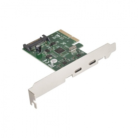 Exegate EX283715RUS Контроллер EXE-313 PCI-Ex4, 2*USB3.1 Type-C ext, разъем доп.питания (OEM)