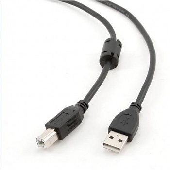 Bion Кабель интерфейсный USB 2.0 AM/BM, позолоченные контакты, ферритовые кольца, 1.8м, черный [BXP-CCF-USB2-AMBM-018]