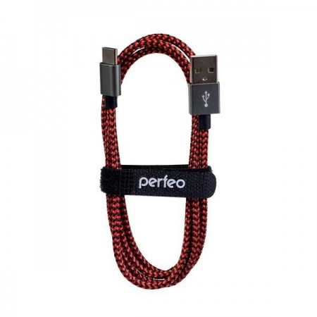 PERFEO Кабель USB2.0 A вилка - USB Type-C вилка, черно-красный, длина 3 м. (U4902)