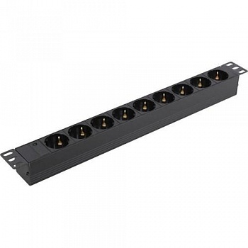 Exegate EX280847RUS Блок розеток ExeGate ServerPro PDU-19H901 Al-9S-C14, 19",1U,алюм, 9Schuko, С14
