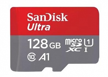 Флеш карта microSDXC 128GB SanDisk Ultra Class 10, UHS-I, R 140 МБ/с, <SDSQUAB-128G-GN6MN> без адаптера SD