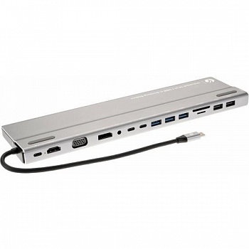 VCOM CU4703  Адаптер TypeC -->3*USB3.0+2*USB2.0+VGA+RJ45+SD+TF+AUD+HDMI+DP+2*USB3.1 Data+PD