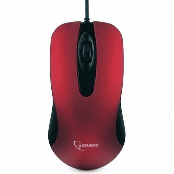 Gembird MOP-400-R красный USB {Мышь, бесшумный клик, 2 кнопки+колесо кнопка, 1000 DPI,  soft-touch, кабель 1.45м, блистер}