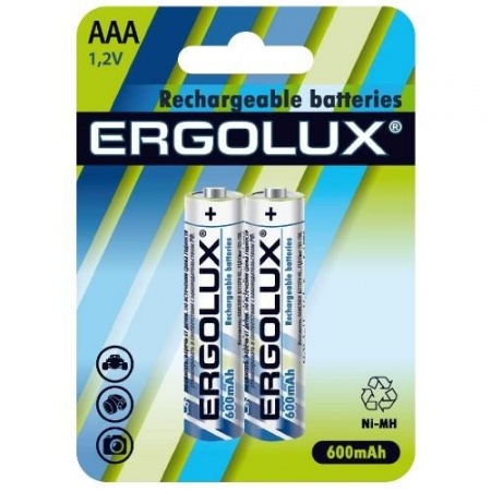 Ergolux AAA-600mAh Ni-Mh BL-2 (NHAAA600BL2, аккумулятор,1.2В)  (2 шт. в уп-ке)