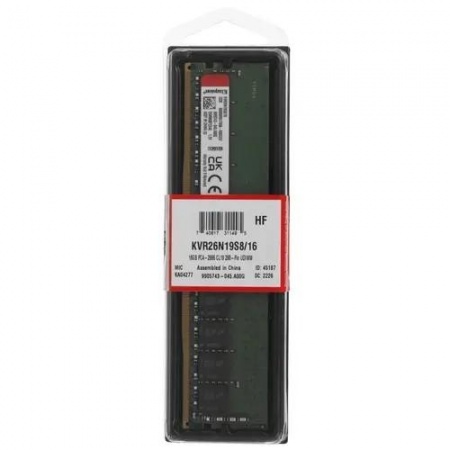 Kingston DDR4 DIMM 16GB KVR26N19S8/16 PC4-21300, 2666MHz, CL19