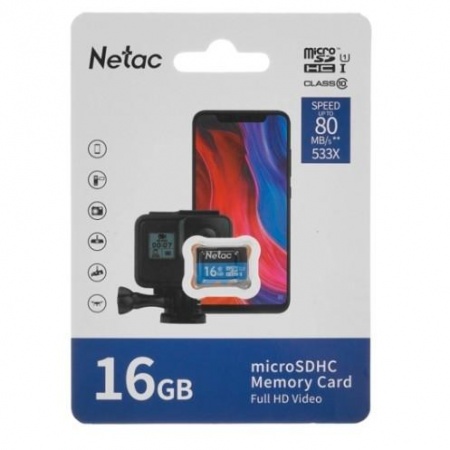 Micro SecureDigital 16GB Netac microSDHC Class10 NT02P500STN-016G-S P500