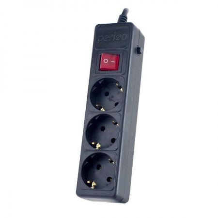 Perfeo Сетевой фильтр "POWER+",PF_A4668 (5,0м, 3 розетки, черный (PF-PP-3/5,0-B))