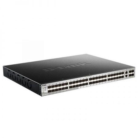 D-Link DGS-3130-54S/B1A PROJ Управляемый L3 стекируемый коммутатор с 48 портами 1000Base-X SFP, 2 портами 10GBase-T и 4 портами 10GBase-X SFP+