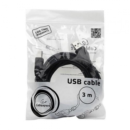 Gembird/Cablexpert CCF2-USB2-AMBM-10 USB 2.0 Pro Кабель  , AM/BM, 3м, экран, 2феррит.кольца, черный, пакет