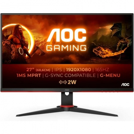 LCD AOC 27" 27G2SPAE {IPS 1920x1080 165Hz 1ms 178/178 250cd 1000:1 8bit(6bit+FRC) D-Sub 2xHDMI1.4 DisplayPort1.2 FreeSync(Prem) 2x2W VESA}