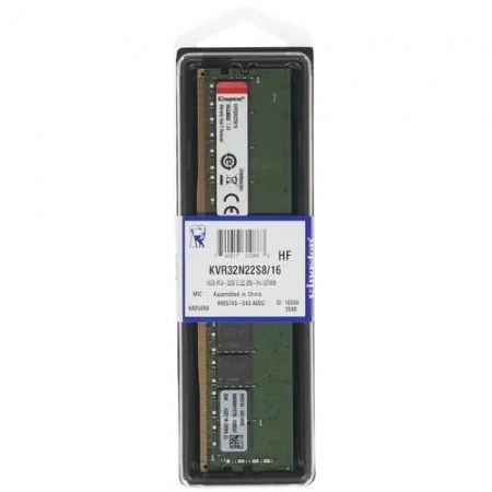 Kingston DDR4 DIMM 16GB KVR32N22S8/16 PC4-25600, 3200MHz, CL22