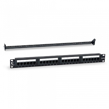 Cabeus PL-24-Cat.5e-Dual IDC Патч-панель 19" (1U), 24 порта RJ-45, категория 5e, Dual IDC, с задним кабельным  организатором