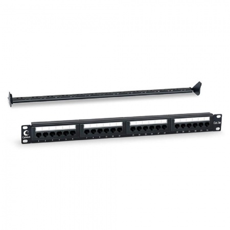 Cabeus PL-24-Cat.5e-Dual IDC Патч-панель 19" (1U), 24 порта RJ-45, категория 5e, Dual IDC, с задним кабельным  организатором