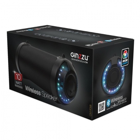 Ginzzu GM-906B, BT-Колонка 10W/1,5Ah/TWS/USB/AUX/FM/RGB